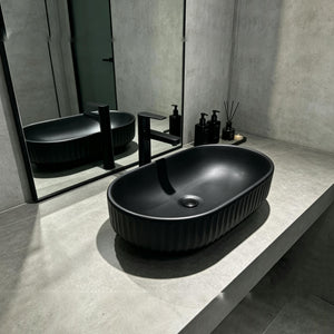 INFINITY CERAMIC BASIN ABOVE COUNTER OVAL MATTE BLACK 500MM