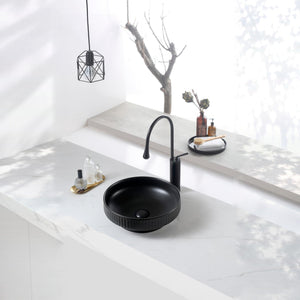 INFINITY CERAMIC BASIN ABOVE COUNTER ROUND MATTE BLACK 365MM