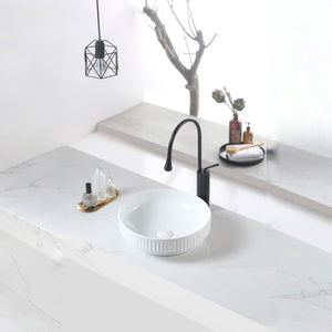 INFINITY CERAMIC BASIN ABOVE COUNTER ROUND MATTE WHITE 365MM