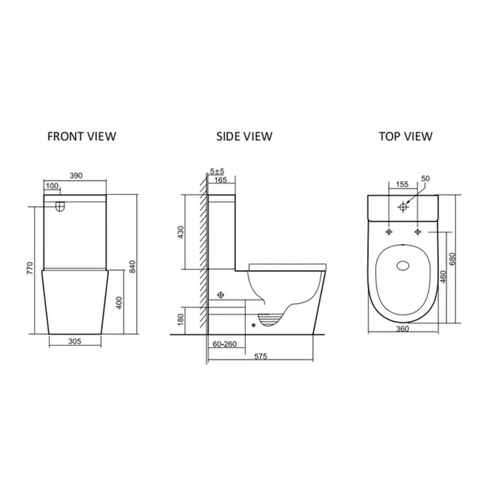 INSPIRE ALZANO RIMLESS BACK-TO-WALL TOILET SUITE GLOSS WHITE