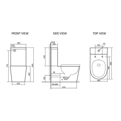 INSPIRE ALZANO RIMLESS TOILET SUITE GLOSS WHITE