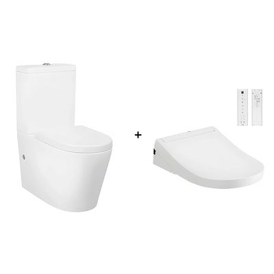 TOTO S5 WASHLET W/ REMOTE CONTROL AND INSPIRE RIMLESS BTW TOILET SUITE PACKAGE D-SHAPED GLOSS WHITE