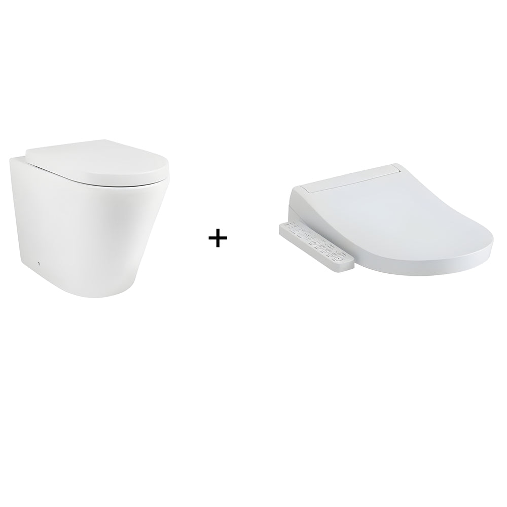 TOTO S2 WASHLET W/ SIDE CONTROL AND INSPIRE WALL FACED RIMLESS TOILET PACKAGE D-SHAPED GLOSS WHITE