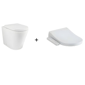 TOTO S2 WASHLET W/ SIDE CONTROL AND INSPIRE WALL FACED RIMLESS TOILET PACKAGE D-SHAPED GLOSS WHITE