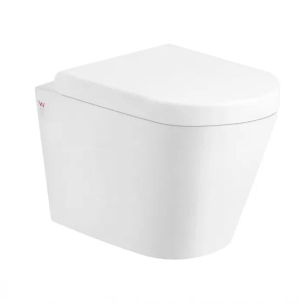 ATTICA GAIA BIDET W/ REMOTE CONTROL AND INSPIRE ALZANO RIMLESS WALL HUNG TOILET PACKAGE D-SHAPE GLOSS WHITE