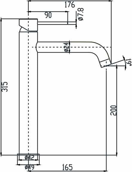 HELLYCAR IDEAL HIGH BASIN MIXER 315MM BLACK