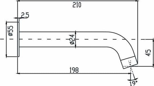 HELLYCAR IDEAL WALL OUTLET 210MM BRUSHED NICKEL