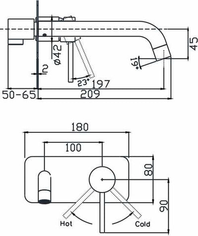 HELLYCAR IDEAL LEAD FREE WALL MIXER WITH OUTLET 209MM BRUSHED GOLD