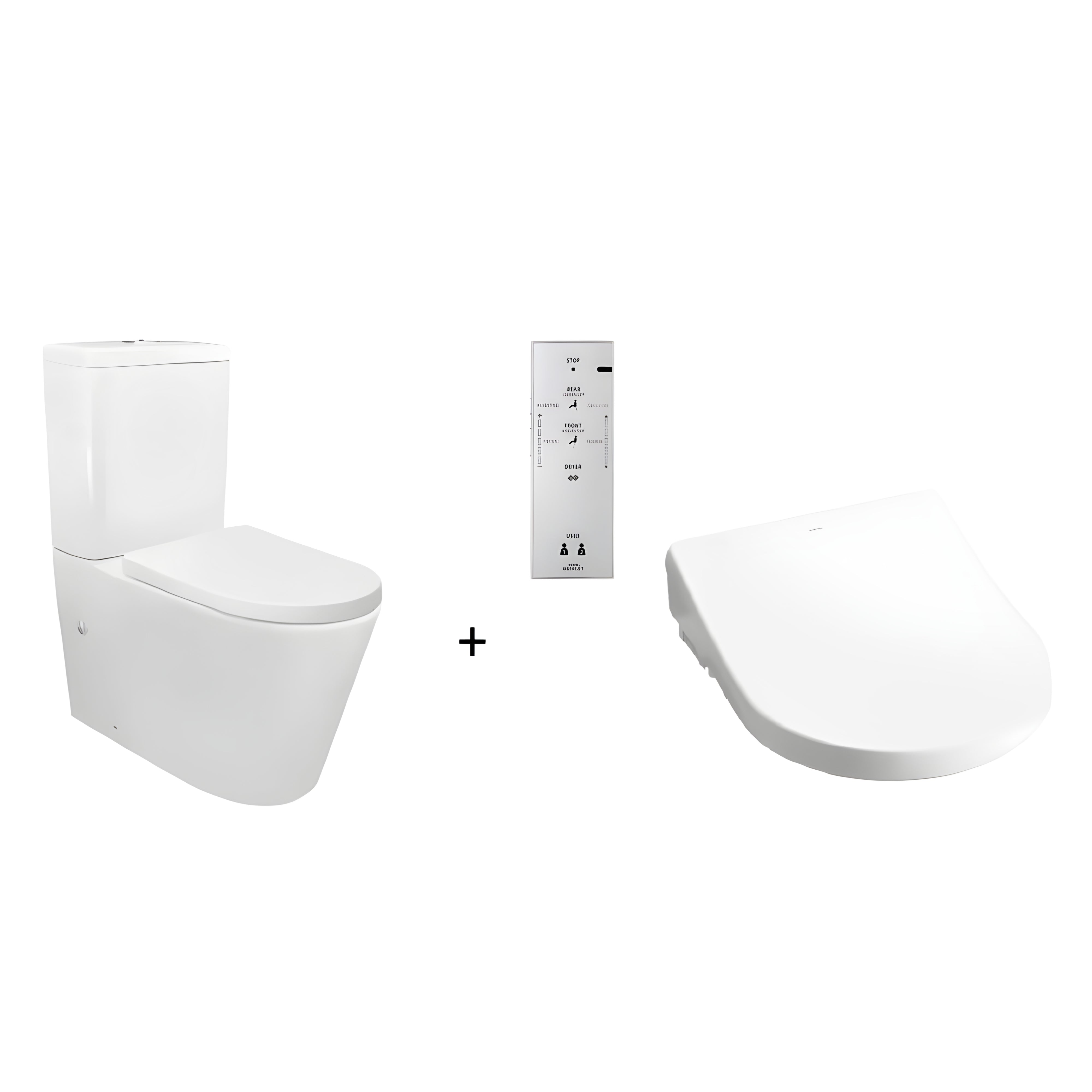 TOTO WASHLET W/ REMOTE CONTROL AND AUTOLID TORNADO TOILET SUITE PACKAGE D-SHAPE GLOSS WHITE