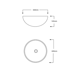 INFINITY GLASS ART BASIN ROUND ABOVE COUNTER BLACK 420MM