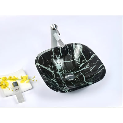 INFINITY ART BASIN TEMPERED GLASS SQUARE BLACK 400MM