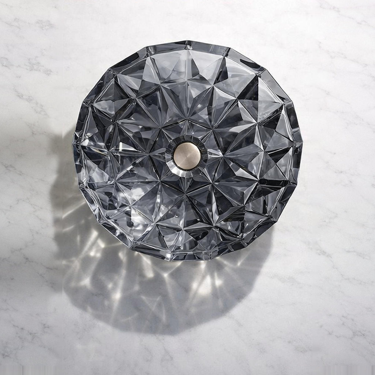 INFINITY TEMPERED GLASS ART BASIN ABOVE COUNTER ROUND BLACK 400MM