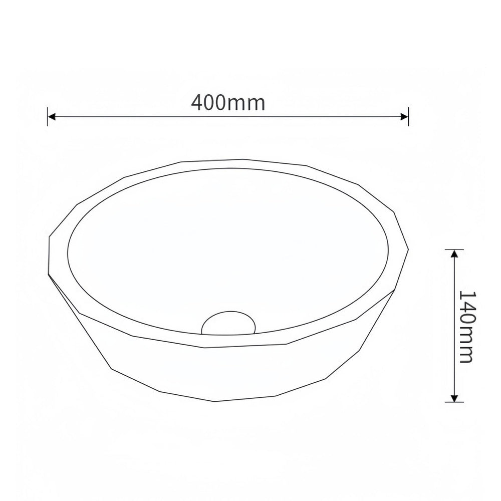INFINITY TEMPERED GLASS ART BASIN ABOVE COUNTER ROUND GOLD 400MM