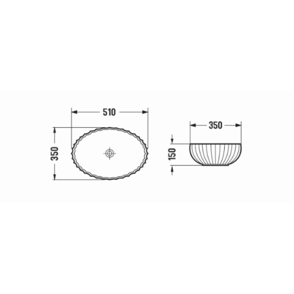 INFINITY ABOVE COUNTER GLASS BASIN WHITE 510MM