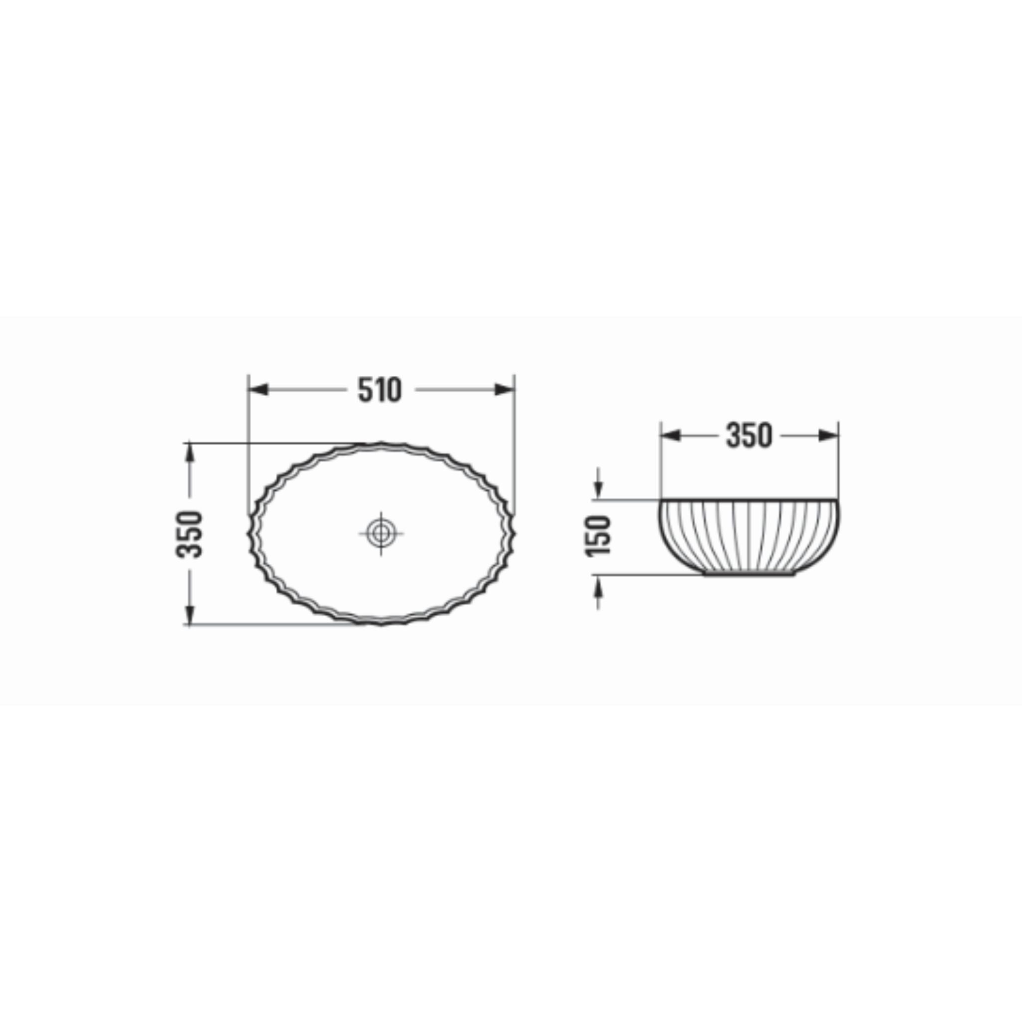 INFINITY ABOVE COUNTER GLASS BASIN WHITE 510MM