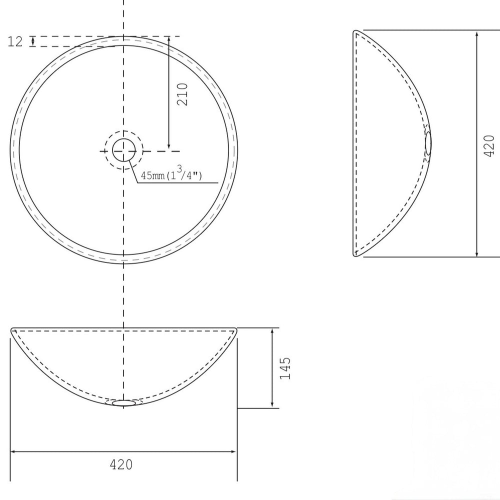 INFINITY TEMPERED GLASS ART BASIN SPIRAL ABOVE COUNTER ROUND 420MM