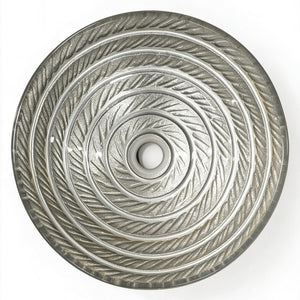 INFINITY TEMPERED GLASS ART BASIN SPIRAL ABOVE COUNTER ROUND 420MM