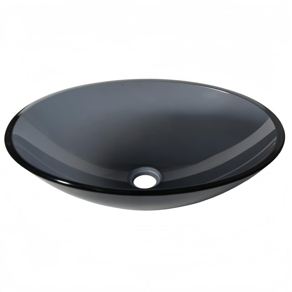 INFINITY TEMPERED GLASS ART BASIN ABOVE COUNTER OVAL BLACK 500MM