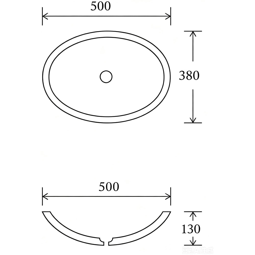 INFINITY TEMPERED GLASS ART BASIN ABOVE COUNTER OVAL BLACK 500MM