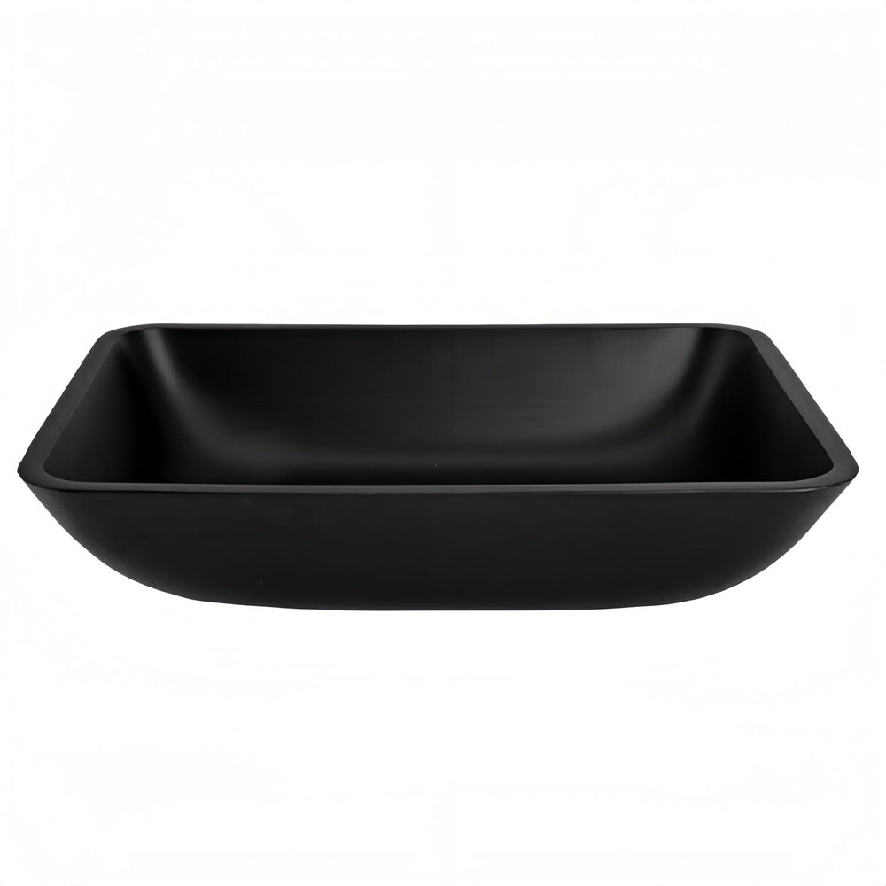 INFINITY TEMPERED GLASS ART BASIN ABOVE COUNTER RECTANGULAR BLACK 460MM