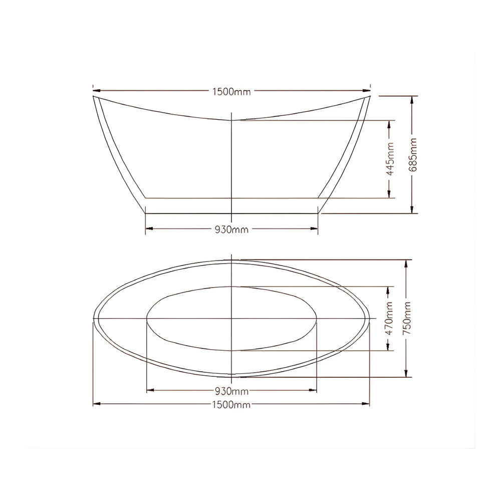 INFINITY IKARIS FREESTANDING BATHTUB GLOSS WHITE (AVAILABLE IN 1500MM AND 1700MM)