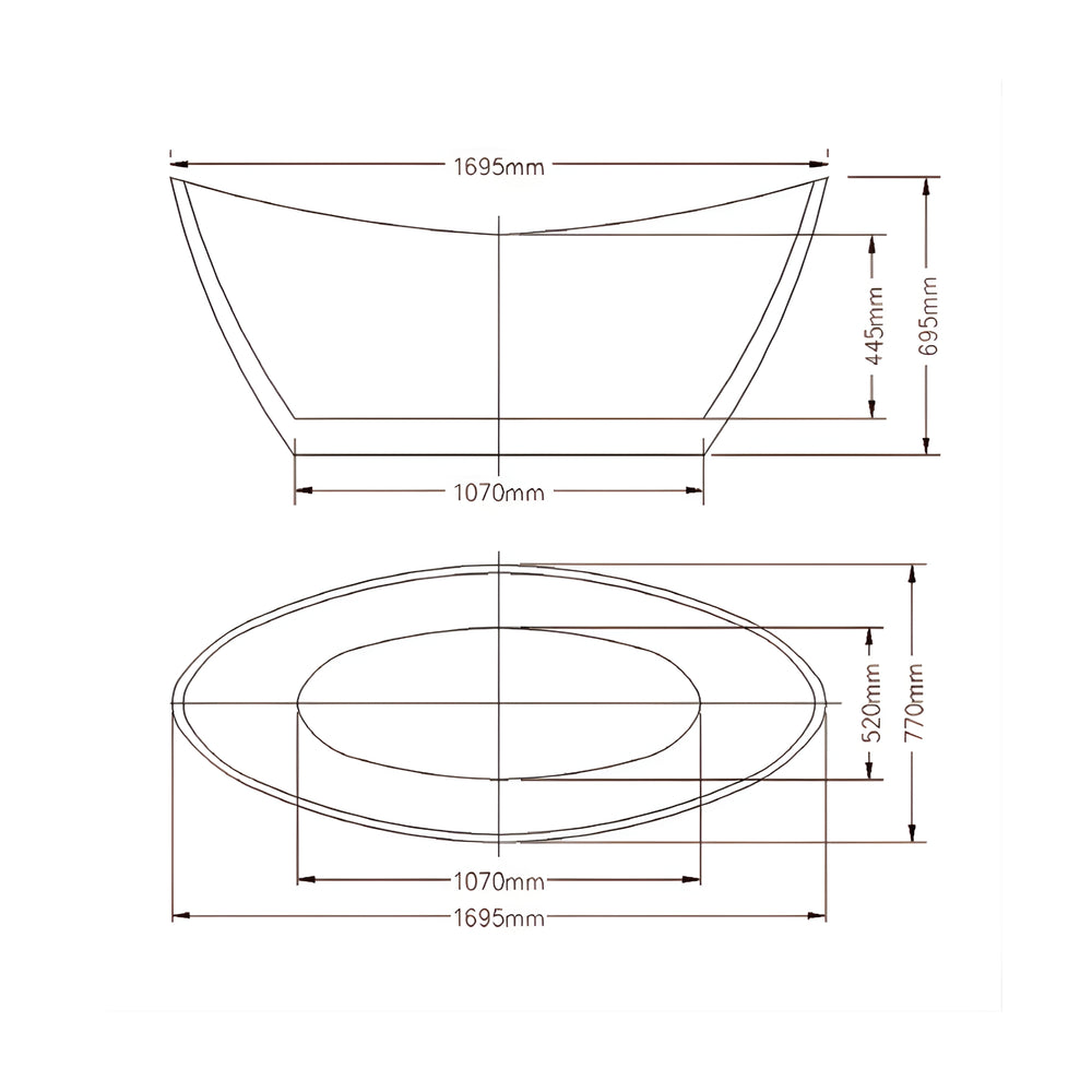 INFINITY IKARIS FREESTANDING BATHTUB GLOSS WHITE (AVAILABLE IN 1500MM AND 1700MM)