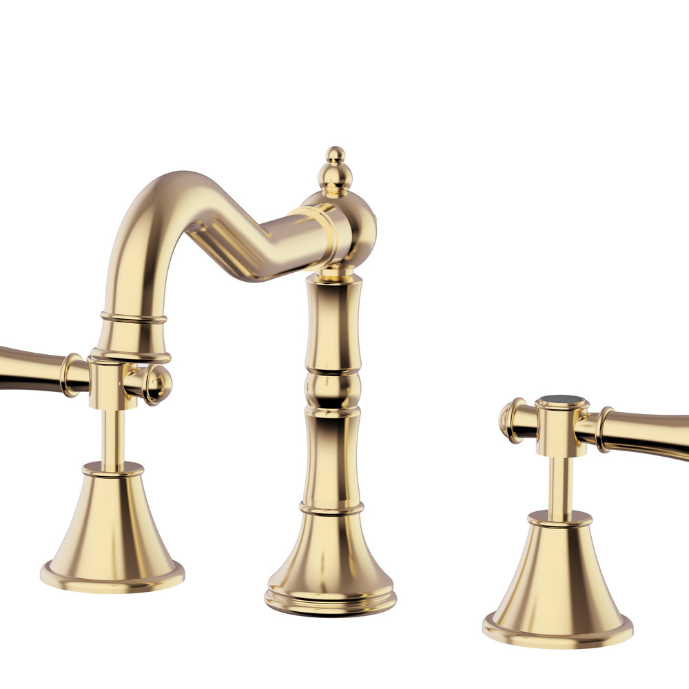 IKON CLASICO LEAD FREE THREE PIECE BASIN SET BRUSHED GOLD (BRASS HANDLE)