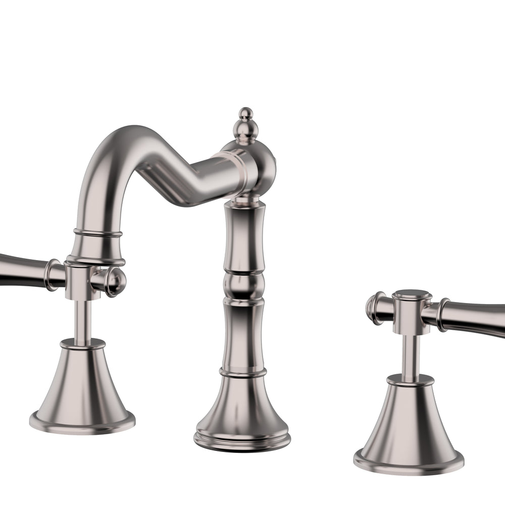 IKON CLASICO LEAD FREE THREE PIECE BASIN SET BRUSHED NICKEL (BRASS HANDLE)