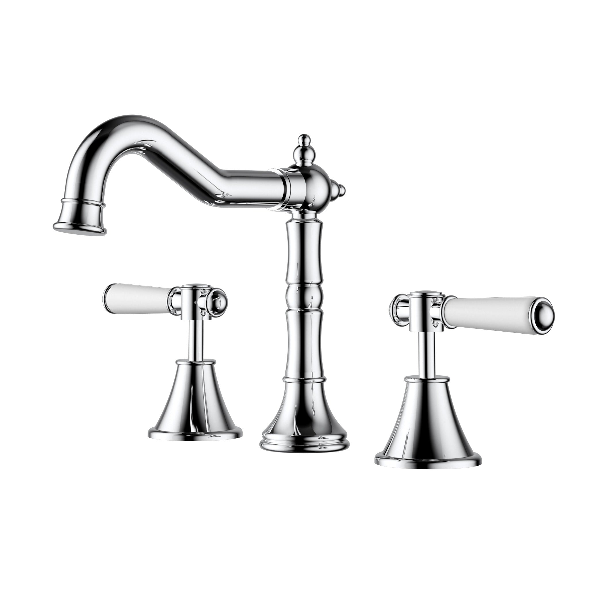 IKON CLASICO THREE PIECE BASIN SET 186MM CHROME (CERAMIC HANDLE)