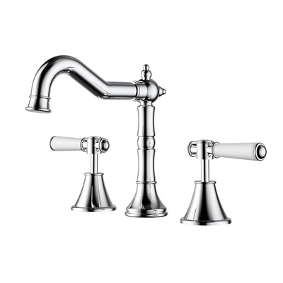IKON CLASICO LEAD FREE THREE PIECE BASIN SET 186MM CHROME (CERAMIC HANDLE)