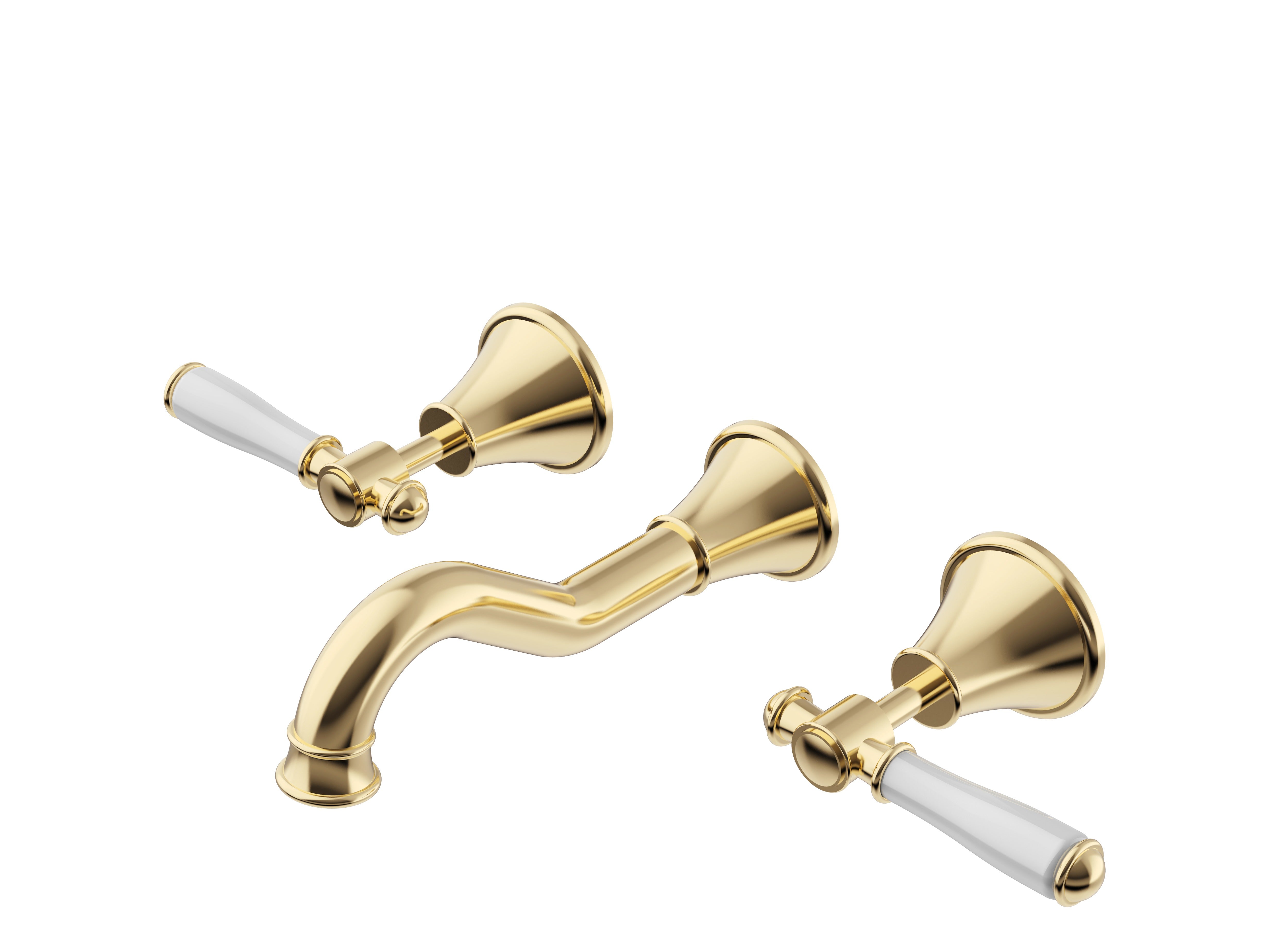 IKON CLASICO THREE PIECE BATH SET BRUSHED GOLD (CERAMIC HANDLE)