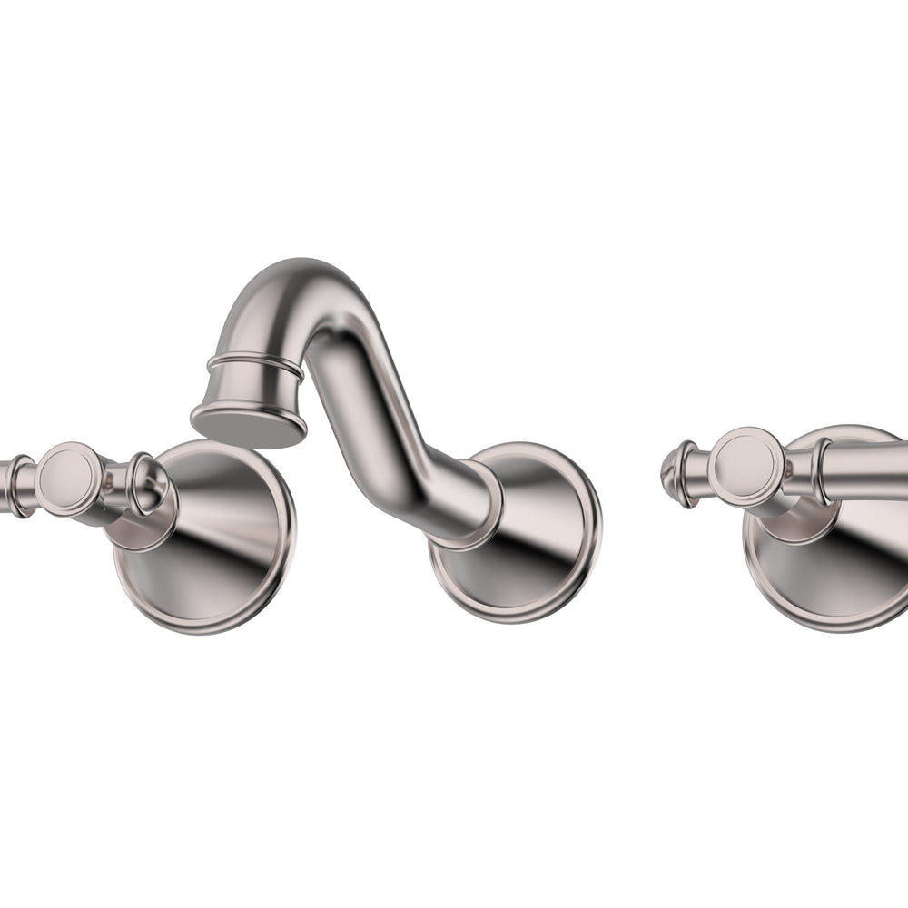 IKON CLASICO LEAD FREE THREE PIECE BATH SET BRUSHED NICKEL (BRASS HANDLE)