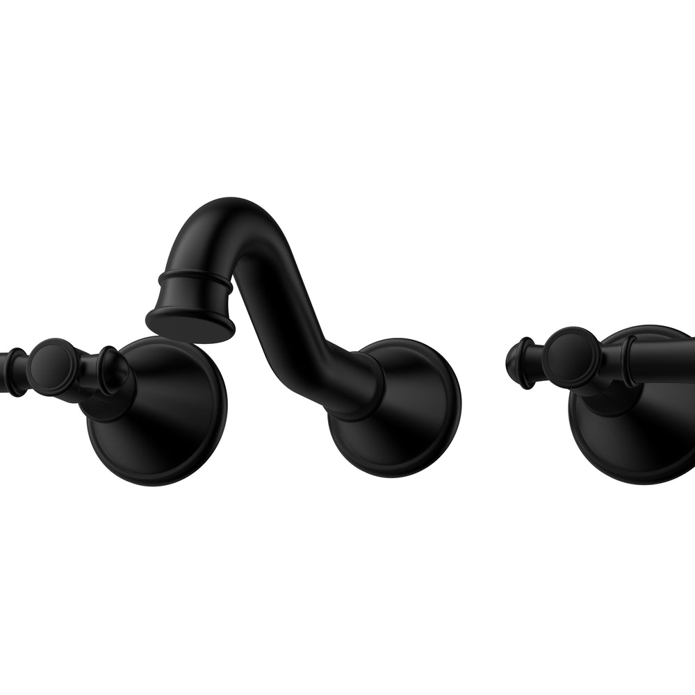 IKON CLASICO LEAD FREE THREE PIECE BATH SET MATTE BLACK (BRASS HANDLE)
