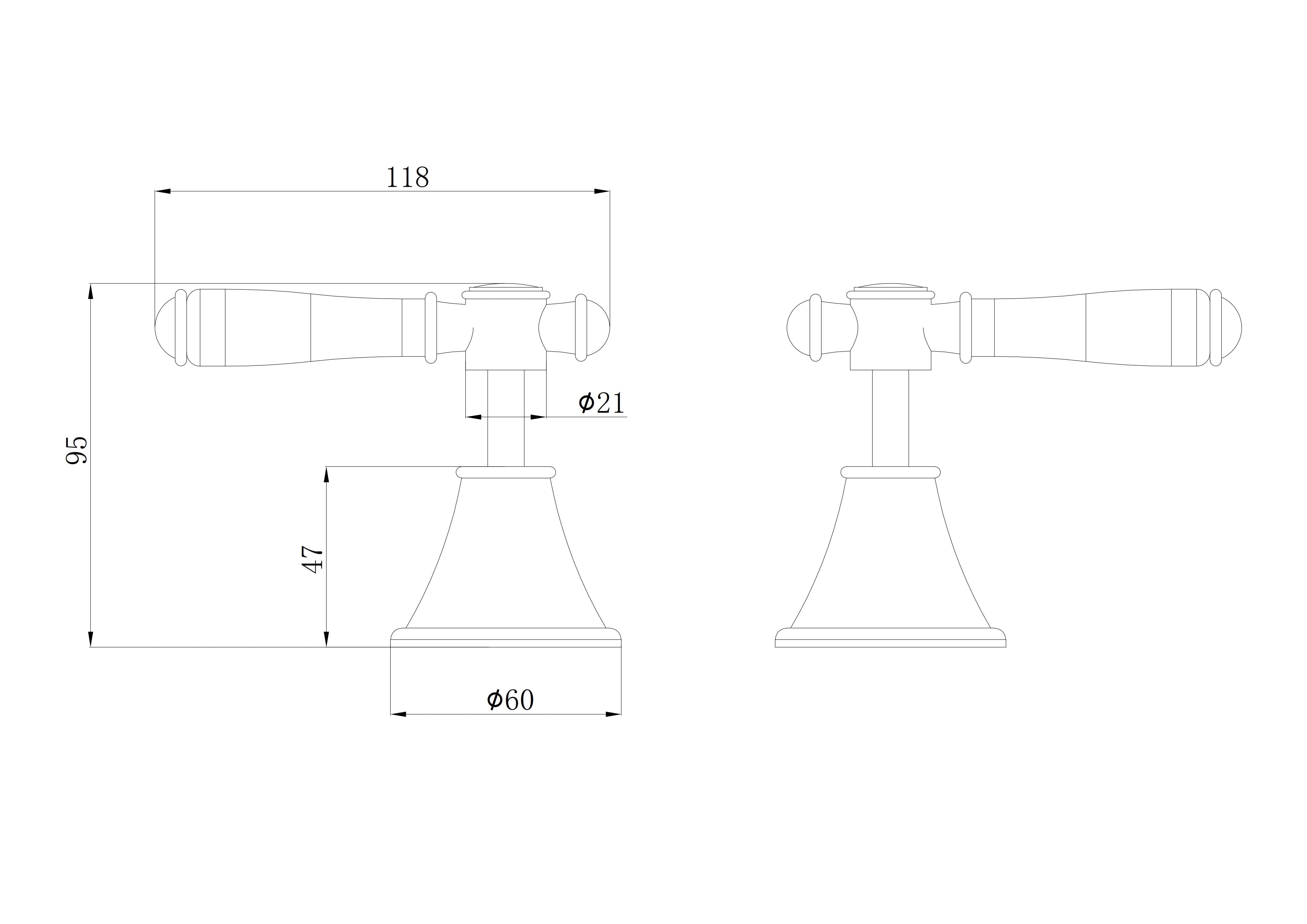 IKON CLASICO WALL TOP ASSEMBLIES CHROME (BRASS HANDLE)