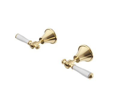 IKON CLASICO LEAD FREE WALL TOP ASSEMBLIES BRUSHED GOLD (CERAMIC HANDLE)