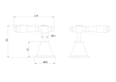 IKON CLASICO LEAD FREE WALL TOP ASSEMBLIES BRUSHED GOLD (CERAMIC HANDLE)