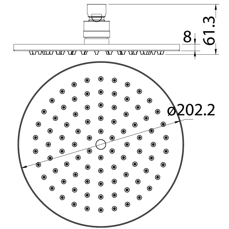 IKON CORA BLACK ROUND SHOWER HEAD 200MM MATTE BLACK