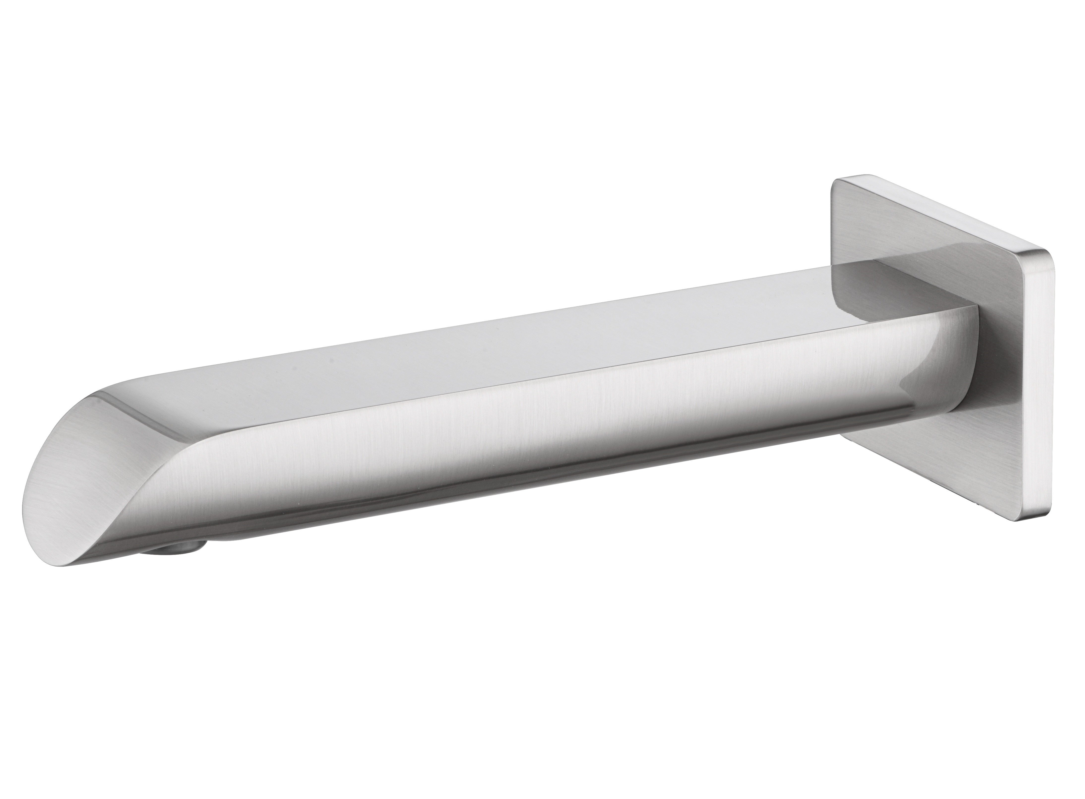 IKON KARA BATH SPOUT CURVED TIP 197MM BRUSHED NICKEL