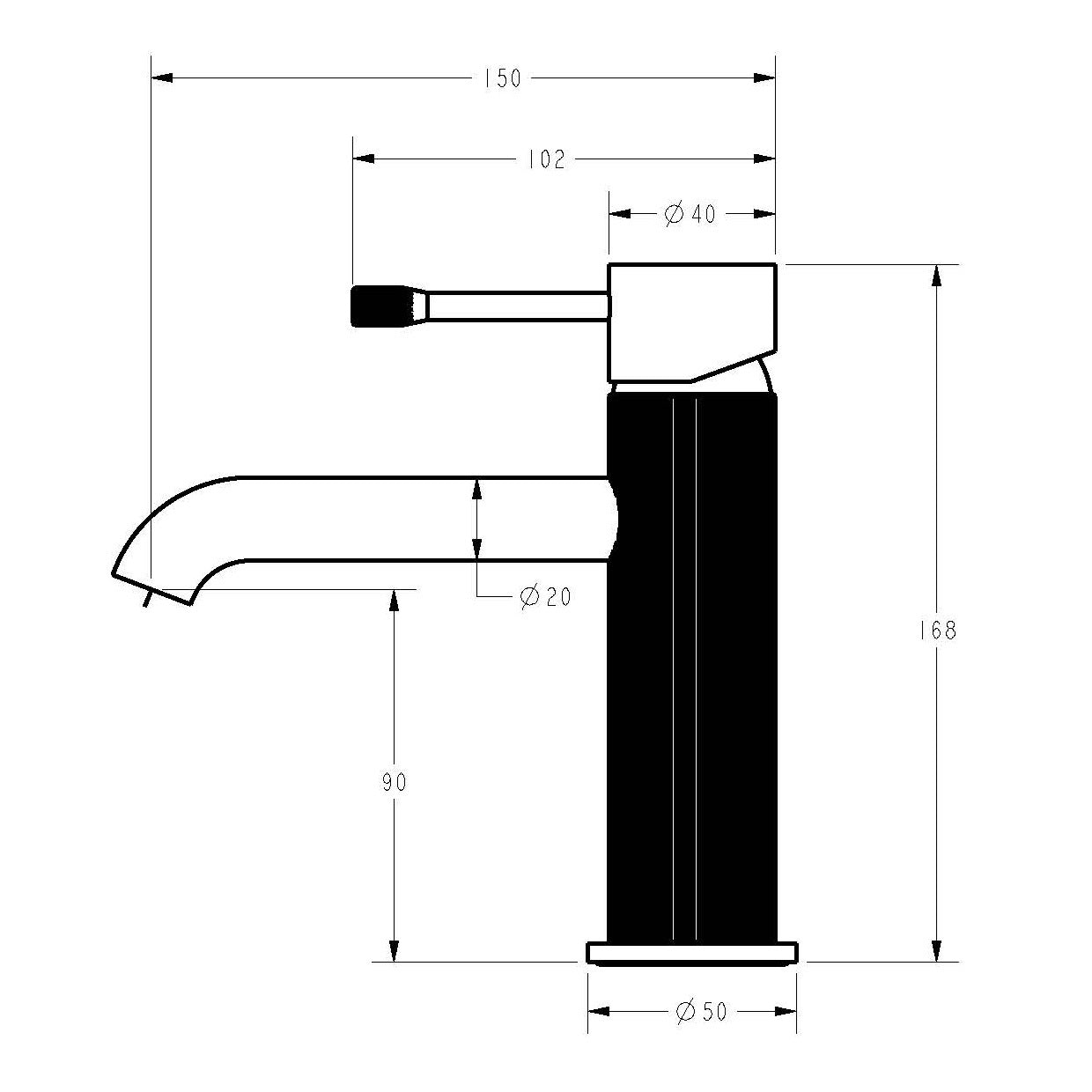 IKON LINIE LEAD FREE BASIN MIXER 168MM MATTE BLACK