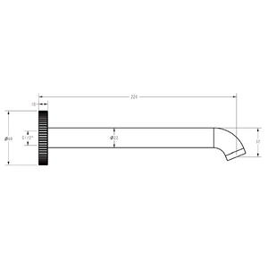 IKON LINIE LEAD FREE BATH SPOUT 220MM BRUSHED NICKEL