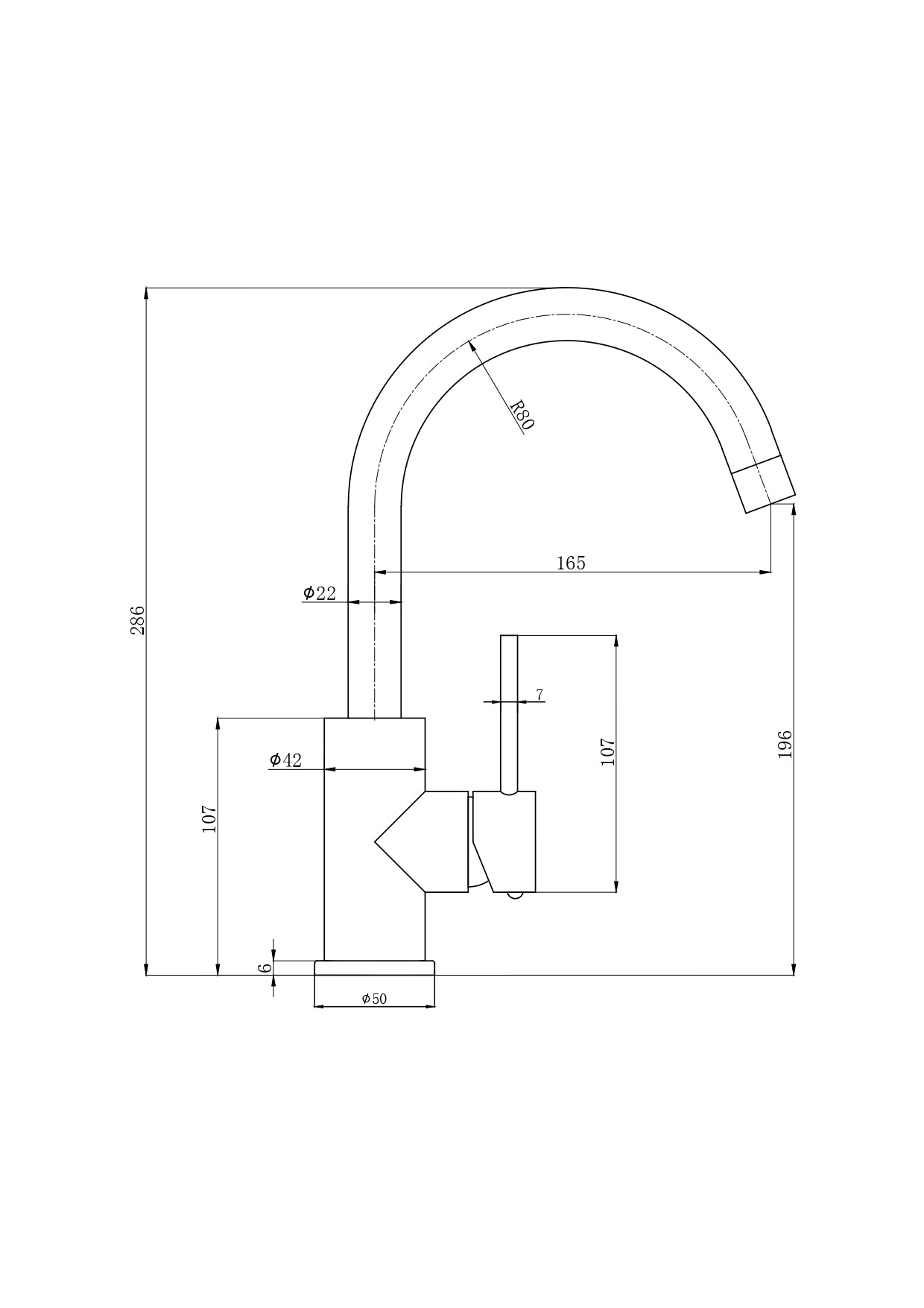 IKON OTUS SLIMLINE GOOSENECK BASIN MIXER 286MM MATTE BLACK