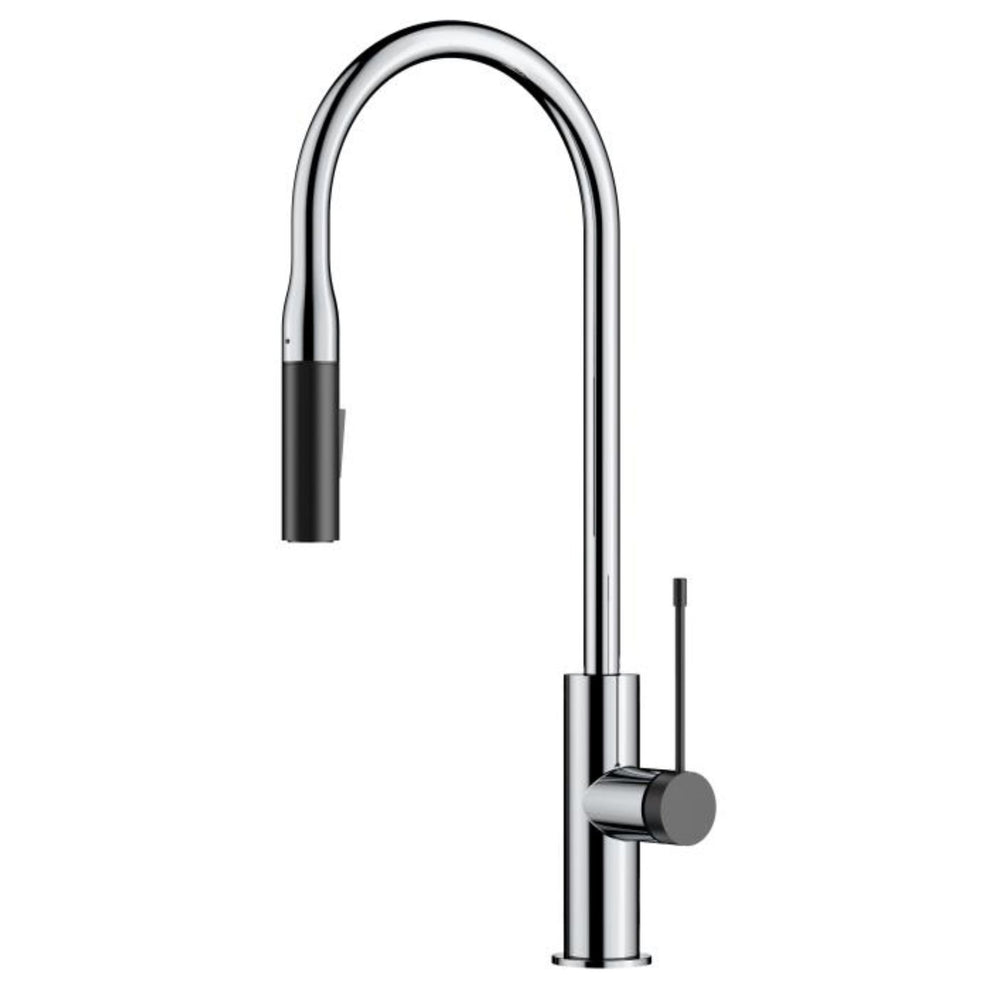 IKON AZIZ PULL-OUT SINK MIXER 510MM CHROME/MATTE BLACK