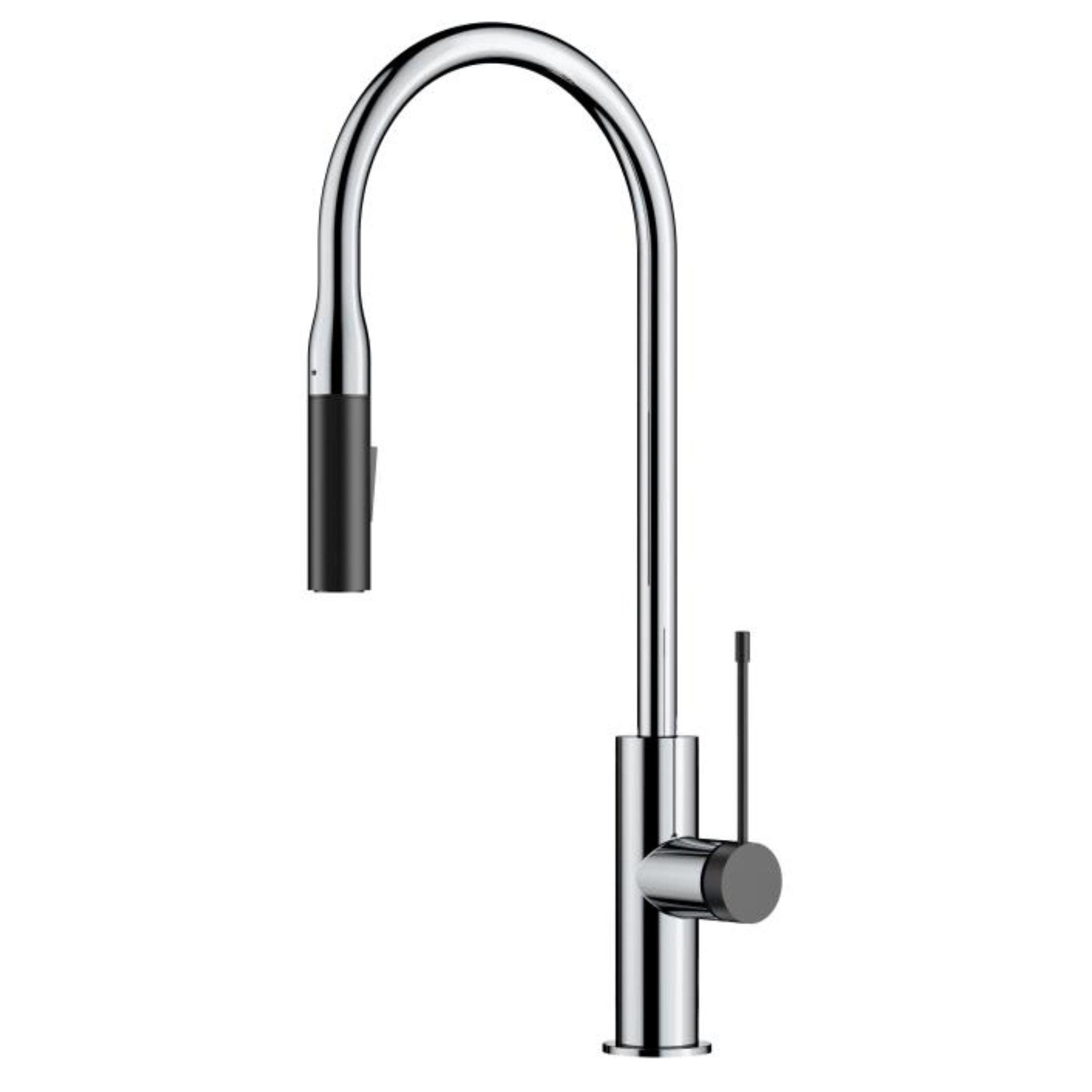 IKON AZIZ PULL-OUT SINK MIXER 510MM CHROME/MATTE BLACK