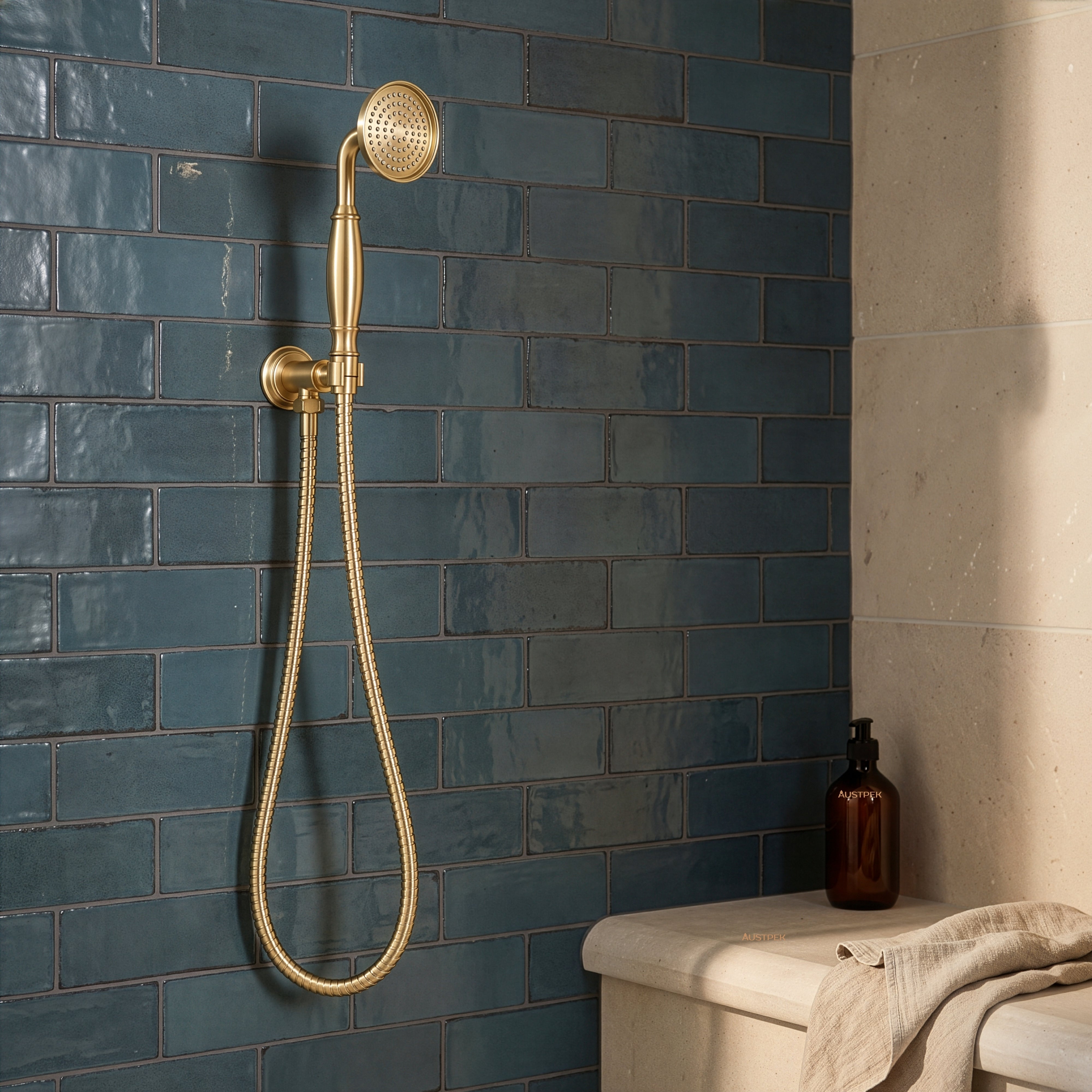 IKON CLASICO HAND SHOWER ON WALL OUTLET BRACKET BRUSHED GOLD