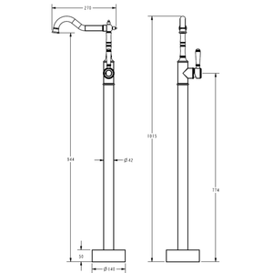 IKON CLASICO FREESTANDING BATH MIXER 1015MM CHROME