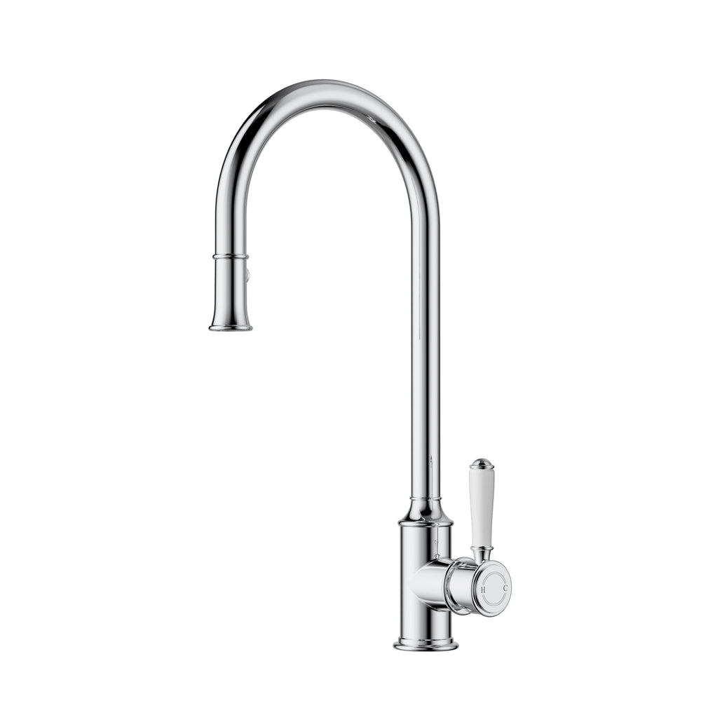 IKON CLASICO PULL OUT SINK MIXER CERAMIC HANDLE CHROME