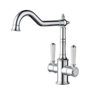IKON CLASICO TWIN HANDLE SINK MIXER CERAMIC HANDLE 285MM CHROME