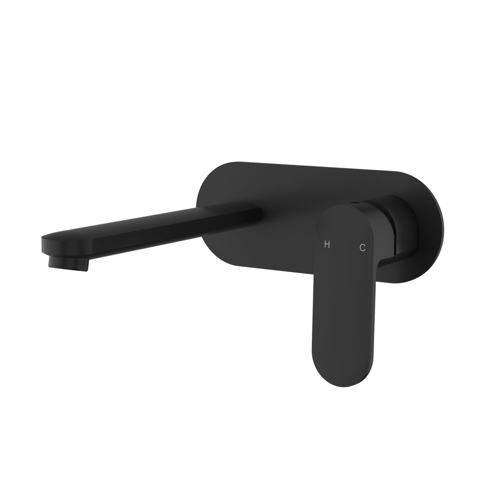 IKON CORA WALL BASIN MIXER 200MM MATTE BLACK