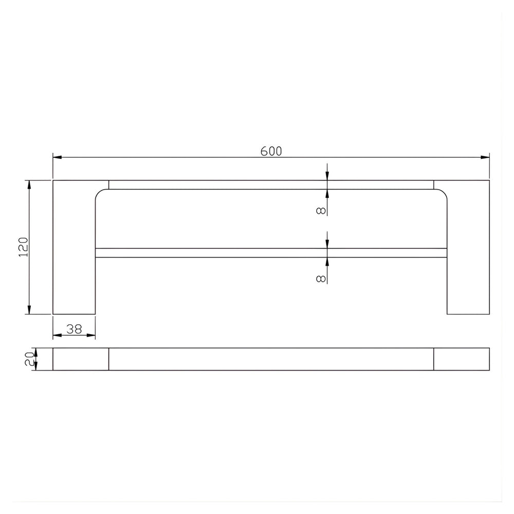 IKON EDEN DOUBLE TOWEL RAIL 600MM CHROME
