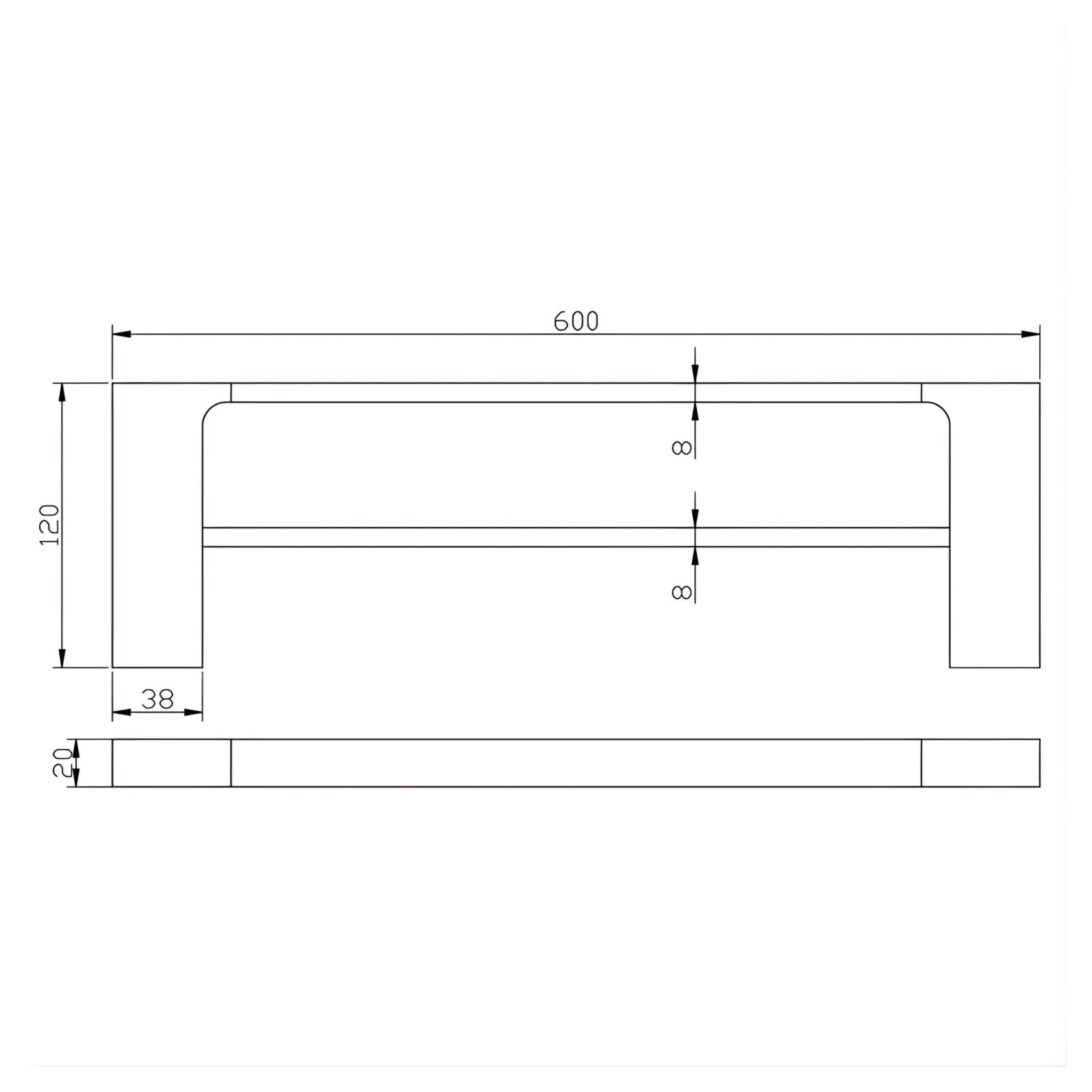 IKON EDEN DOUBLE TOWEL RAIL 600MM MATTE BLACK